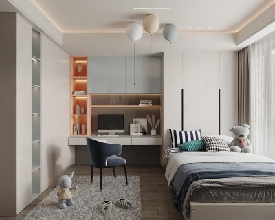 现代榻榻米男孩房3D模型下载